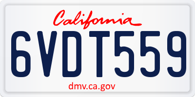 CA license plate 6VDT559