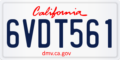 CA license plate 6VDT561