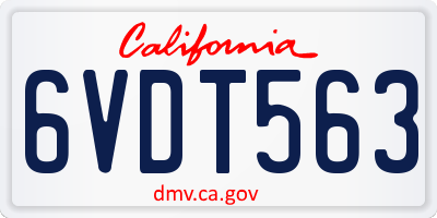 CA license plate 6VDT563