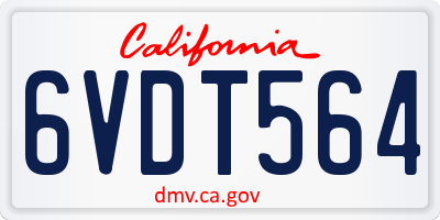 CA license plate 6VDT564