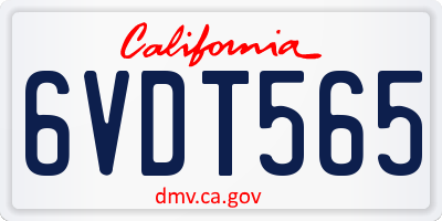 CA license plate 6VDT565