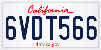 CA license plate 6VDT566