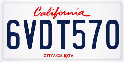 CA license plate 6VDT570