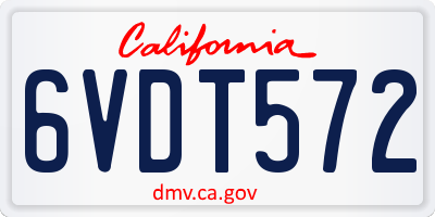 CA license plate 6VDT572