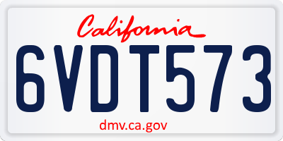 CA license plate 6VDT573