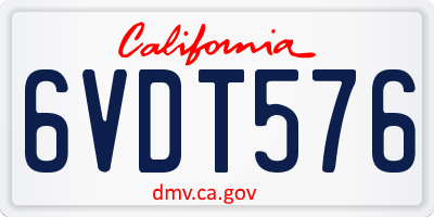 CA license plate 6VDT576