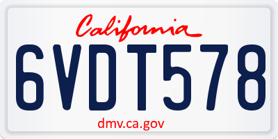 CA license plate 6VDT578
