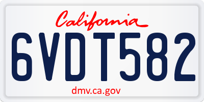 CA license plate 6VDT582