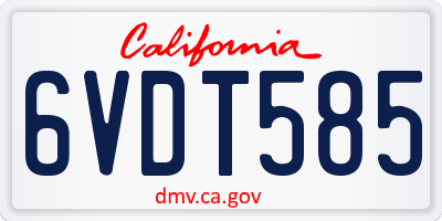 CA license plate 6VDT585