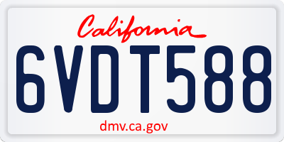 CA license plate 6VDT588