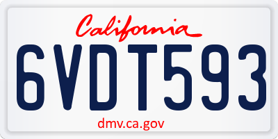 CA license plate 6VDT593