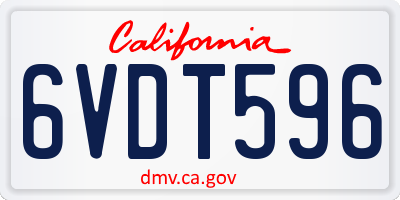 CA license plate 6VDT596