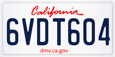CA license plate 6VDT604