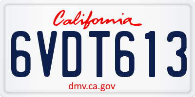 CA license plate 6VDT613