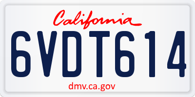 CA license plate 6VDT614