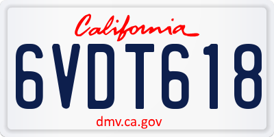 CA license plate 6VDT618