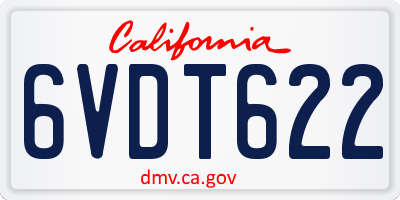 CA license plate 6VDT622