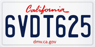 CA license plate 6VDT625