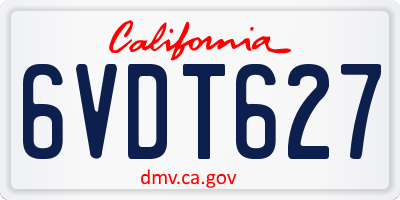 CA license plate 6VDT627