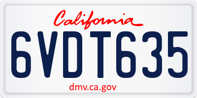 CA license plate 6VDT635