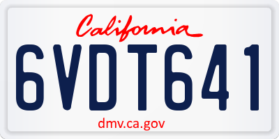 CA license plate 6VDT641