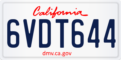 CA license plate 6VDT644