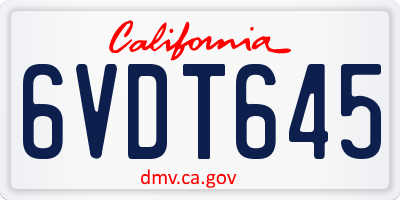 CA license plate 6VDT645