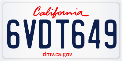 CA license plate 6VDT649