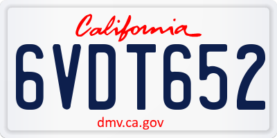 CA license plate 6VDT652