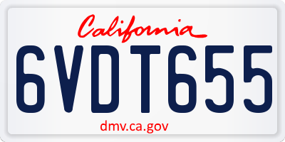 CA license plate 6VDT655
