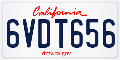 CA license plate 6VDT656