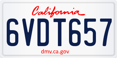 CA license plate 6VDT657