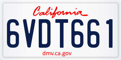 CA license plate 6VDT661