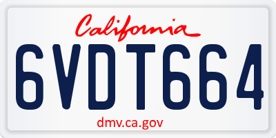 CA license plate 6VDT664