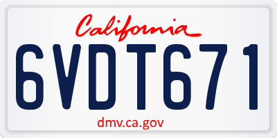 CA license plate 6VDT671