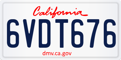 CA license plate 6VDT676