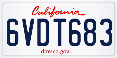 CA license plate 6VDT683