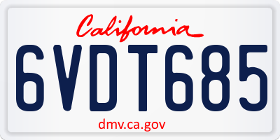 CA license plate 6VDT685
