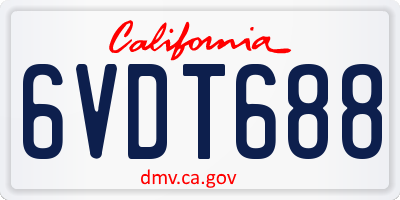 CA license plate 6VDT688