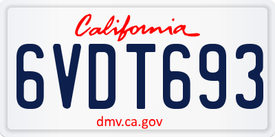 CA license plate 6VDT693