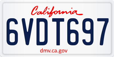 CA license plate 6VDT697