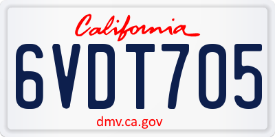 CA license plate 6VDT705