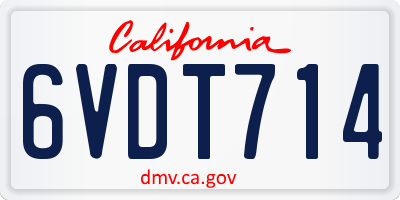 CA license plate 6VDT714