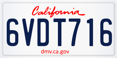 CA license plate 6VDT716