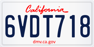 CA license plate 6VDT718
