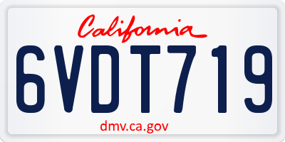 CA license plate 6VDT719