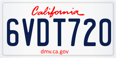 CA license plate 6VDT720