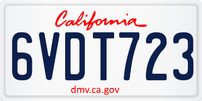 CA license plate 6VDT723