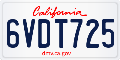 CA license plate 6VDT725
