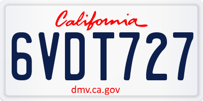 CA license plate 6VDT727